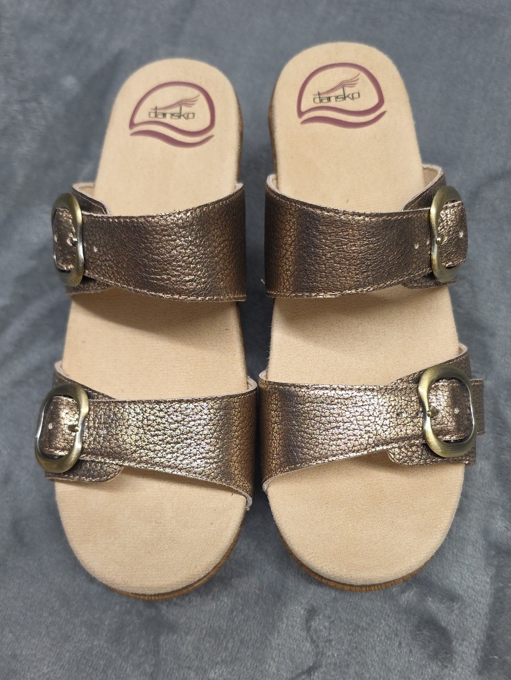 Dansko Metallic Bronze Double-Buckle Slide Mules 37 (7)